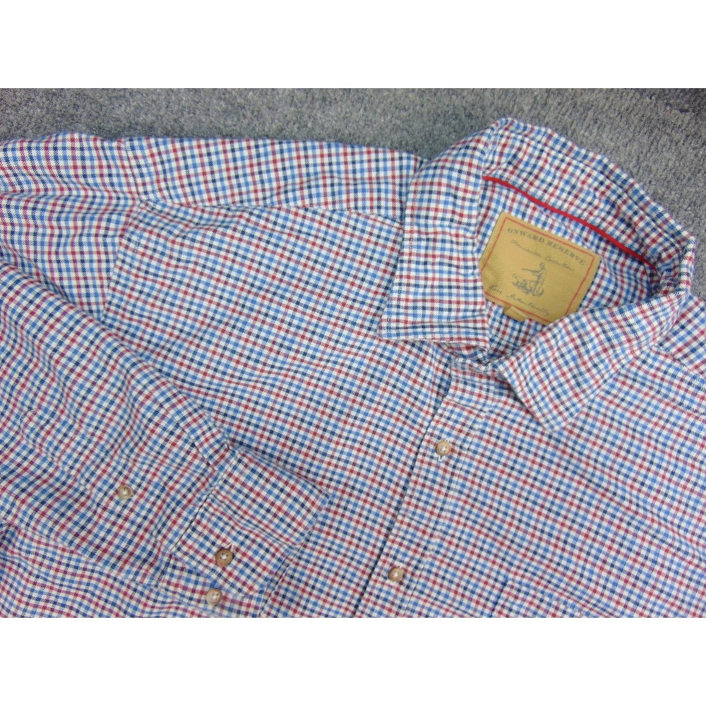 Onward Reserve Shirt Mens XL Button Down Blue Red Plaid Preppy Southern Core